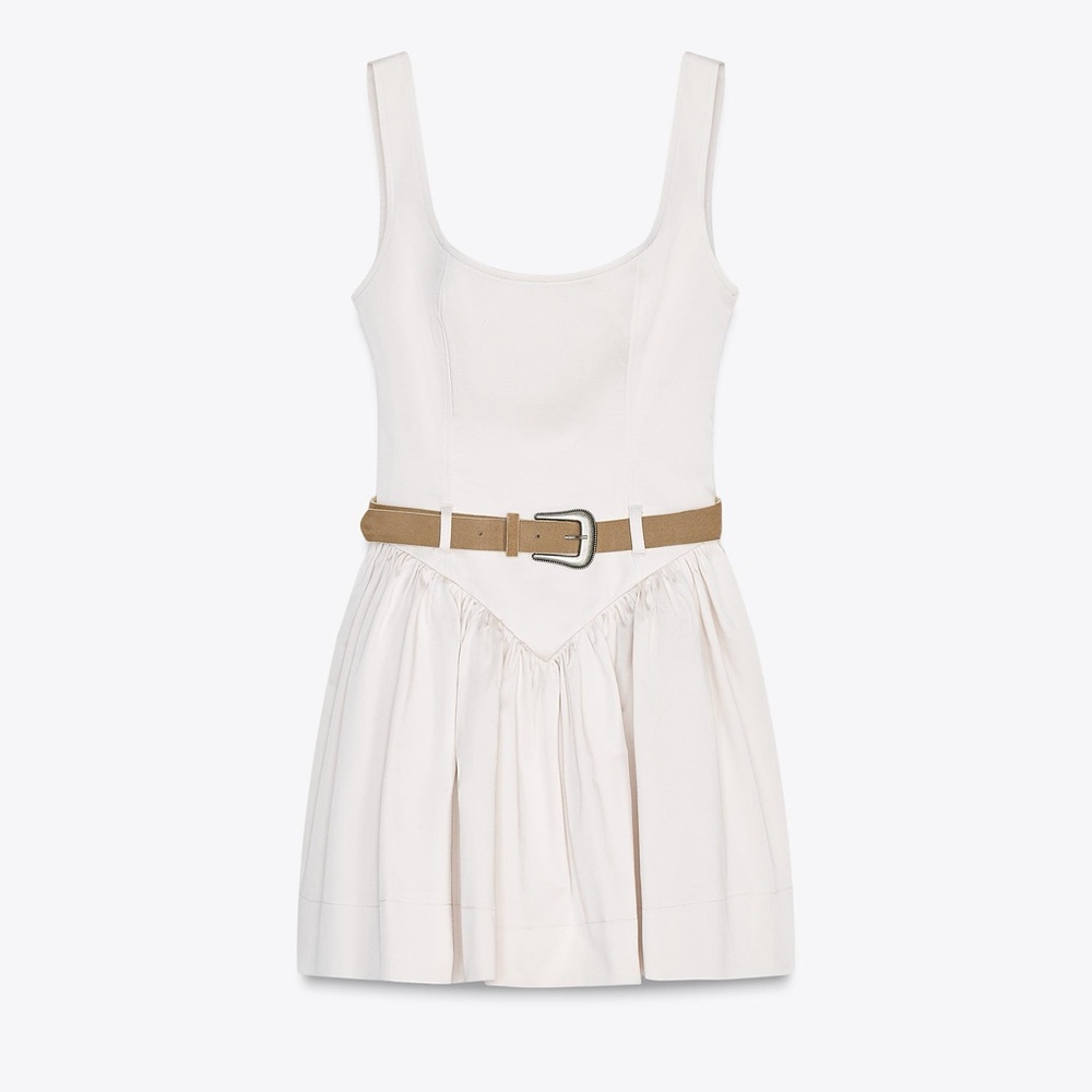 NWT 🌟 Zara Cream belted mini dress XS - Picture 10 of 10